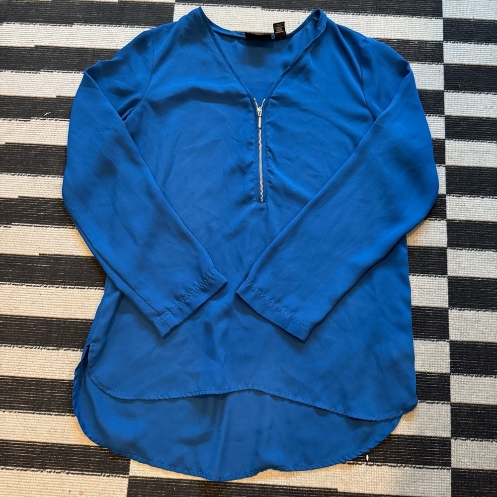 Adrienne Vittadini Blue Relaxed Zippered Tunic